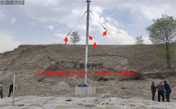 缆道测流立杆斜拉安装