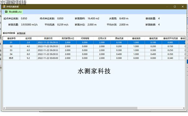 缆道测流数据记录